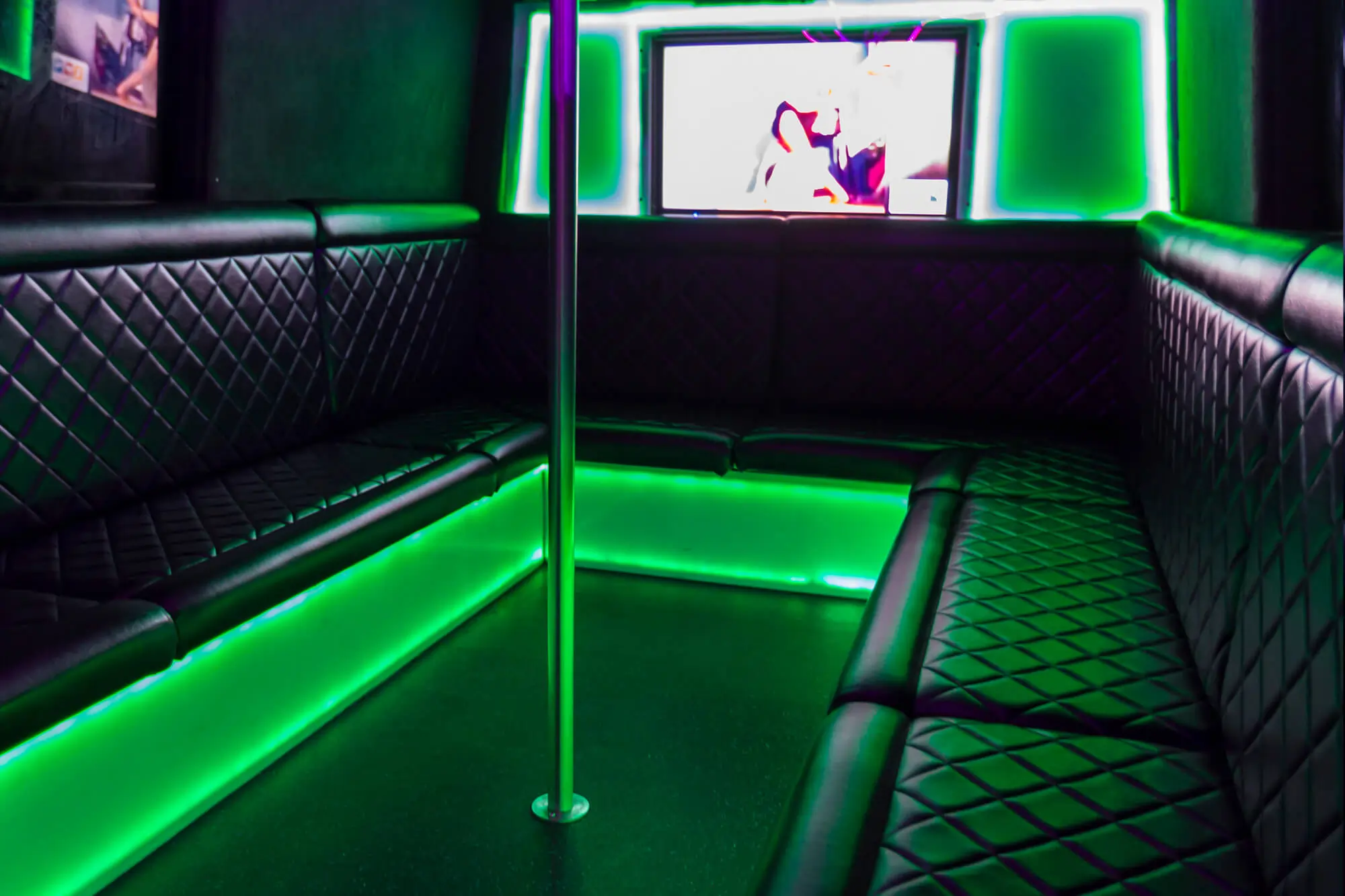 Seating and lighting inside The Black Diamond