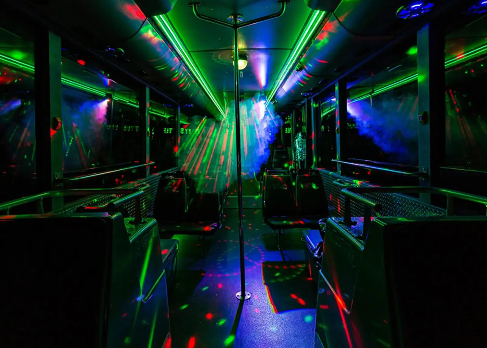 Seating and lighting inside The Pulse Express